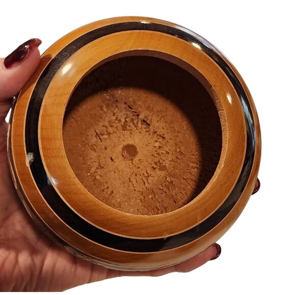 Mayan Turned Wood & Carved Wooden Folk Art Lidded Trinket Jar MCM - Picture 4 of 8